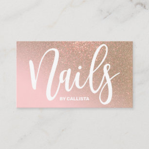 Carte De Visite Technicien de ongles Pink Gold Parties scintillant