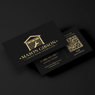 Carte De Visite Technicien de portes de garage modernes Logo Noir