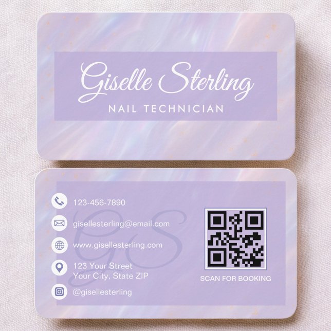 Carte De Visite Technicien en Ongles Code QR Violet (Créateur téléchargé)