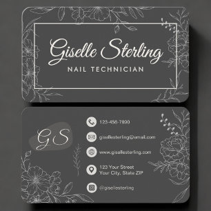 Carte De Visite Technicien en Ongles Floral
