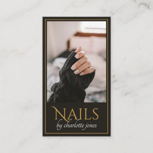 Carte De Visite Technicien en Ongles Moderne Photo Ongles Noir Or