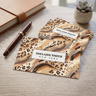 Carte De Visite Technicien en ongles QR CODE Peau d'animal Tache d