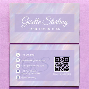 Carte De Visite Technicien Lash Iridescente Pastel Opal Holographi