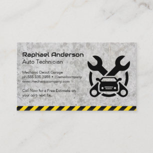 Carte De Visite Technicien Mécanicien Logo de Wrenches Car Shop
