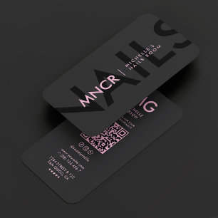 Carte De Visite Technicien Minimaliste en Manucure Ongles Rose Noi