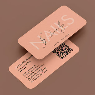 Carte De Visite Technicien Nail Art Manicurist Peach Moderne