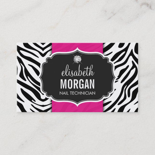 Carte De Visite Technicien Nail - Belle impression Zebra (Devant)
