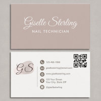Technicien Nail Blush Mauve Moderne Elegant QR Cod