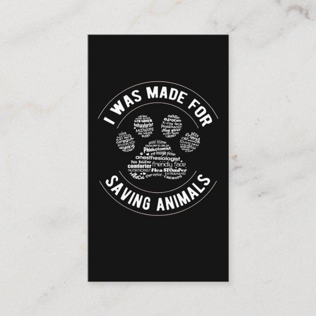 Carte De Visite Technicien vétérinaire Paw Vet Tech Vétérinaire (Devant)