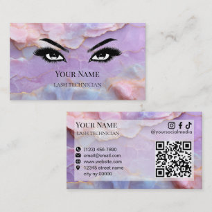 Carte De Visite Technicienne de Cils en Marbre Pastel Luxueux