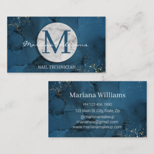 Carte De Visite technicienne de manucure élégant monogramme en mar