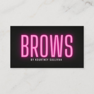 Carte De Visite Technicienne de sourcils noirs rose néon Beauté