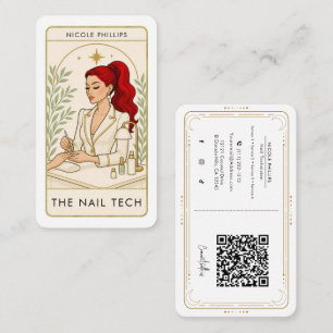 Carte De Visite Technicienne en onglerie aux cheveux rouges ondulé