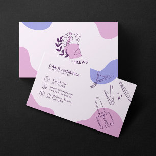 Carte De Visite Technicienne en onglerie rose et violet élégant