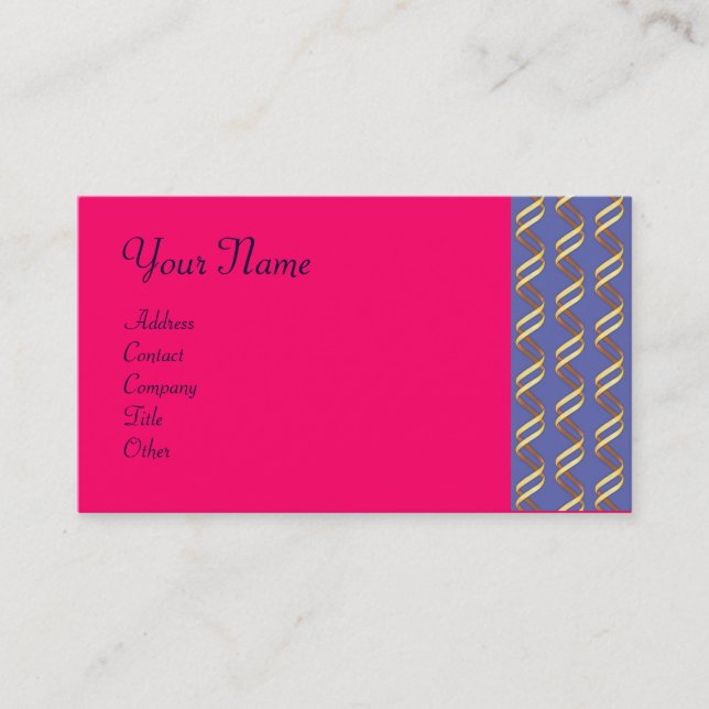 Carte De Visite TECHNO INFINITE Gold Faille En Bleu, Rose Fuchsia (Devant)