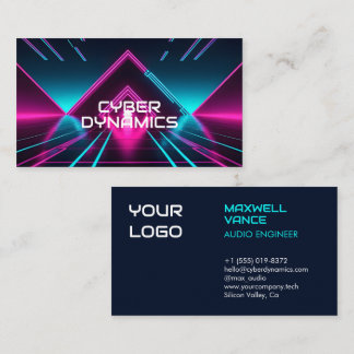 Carte De Visite Technologie Cyber Futuriste Néon Synthwave Dj