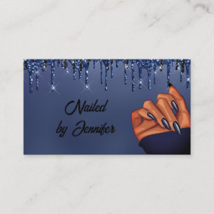 Carte De Visite Technologie de ongles de Parties scintillant bleue