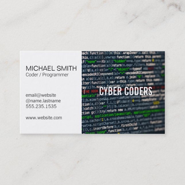 Carte De Visite Technologie | Programmeur | Codeur (Devant)