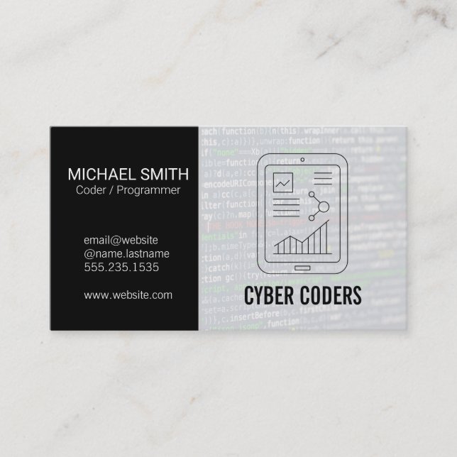 Carte De Visite Technologie | Programmeur | Codeur (Devant)