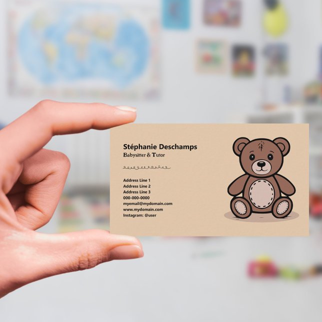 Carte De Visite Teddy Bear - Babysitter (Teddy Bear - Babysitter Business Card)