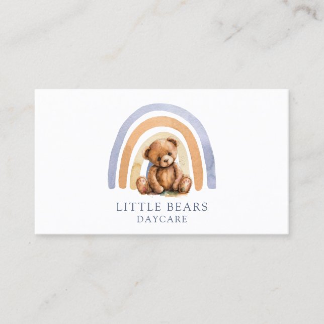 Carte De Visite Teddy Bear Rainbow Garderies garderies (Devant)