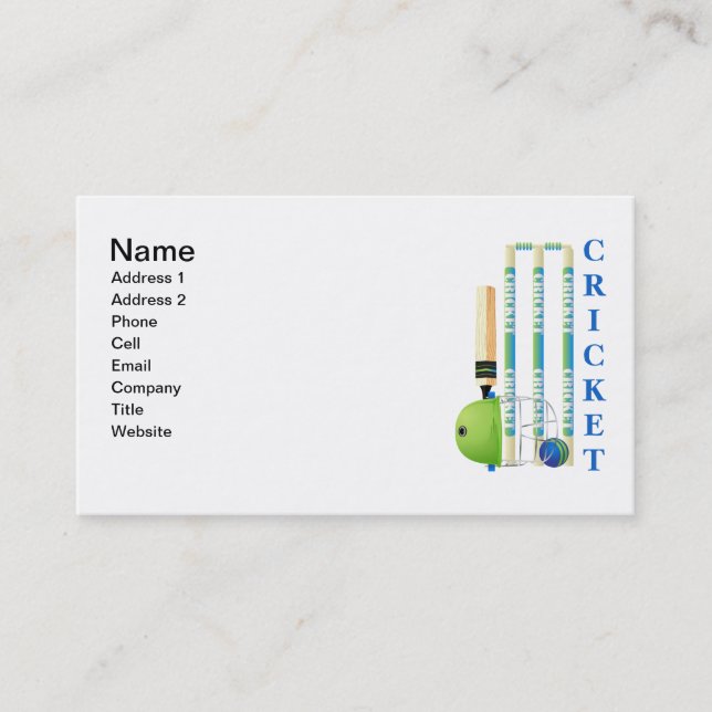 Carte De Visite Tee - shirts et cadeaux de cricket - Personnaliser (Devant)