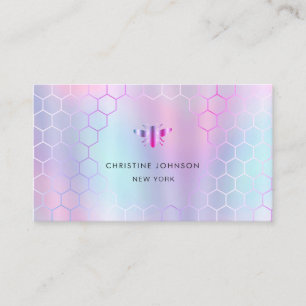 Carte De Visite teintes violettes abeille hexagones abeille