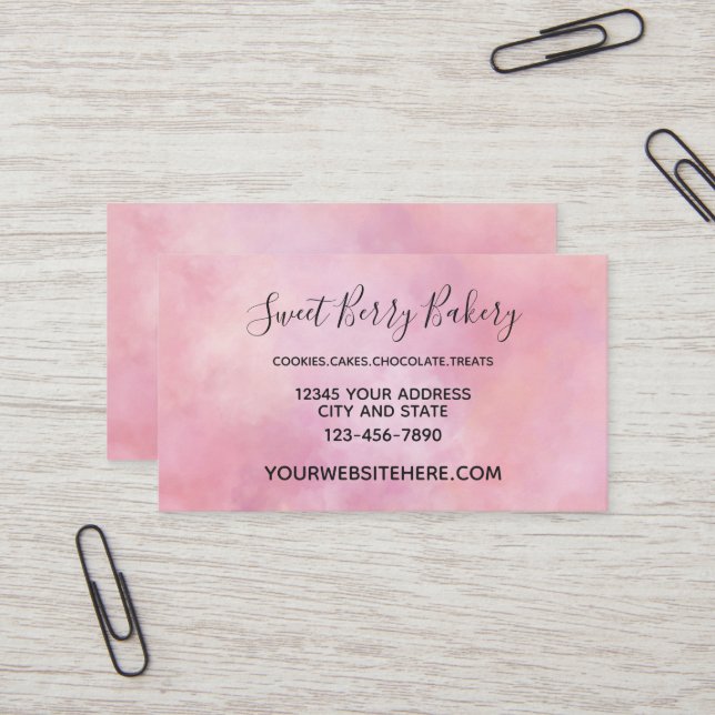 Carte De Visite Teinture à tarte rose (Devant/Arrière en situation)