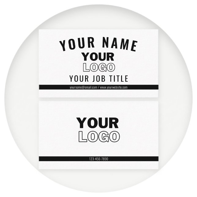 Carte De Visite Téléchargez votre logo | Blanc et noir (modifiable (Créateur téléchargé)