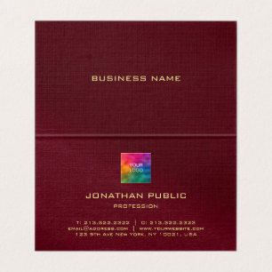 Carte De Visite Téléchargez votre logo Burgundy Red Premium Linen