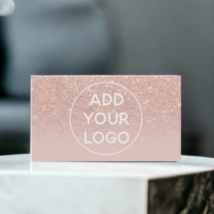 Carte De Visite Téléchargez votre logo chic blush rose or sombre