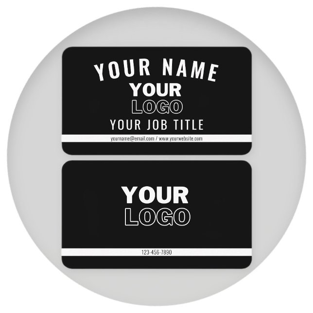 Carte De Visite Téléchargez votre logo | Noir et blanc (modifiable (Créateur téléchargé)