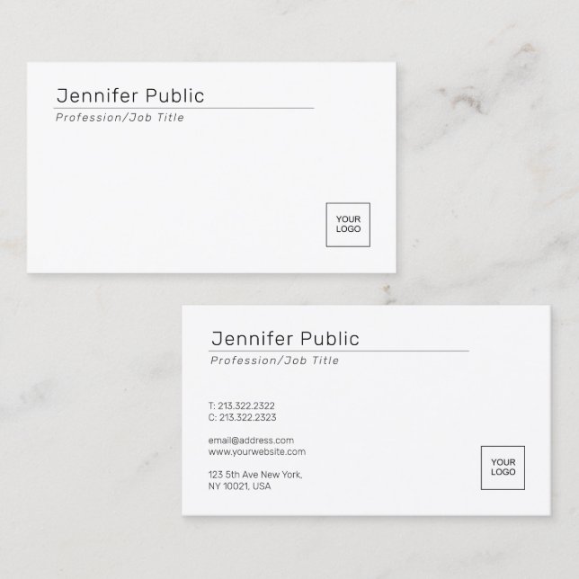 Carte De Visite Téléchargez votre propre logo de société Modèle pe (Devant / Derrière)