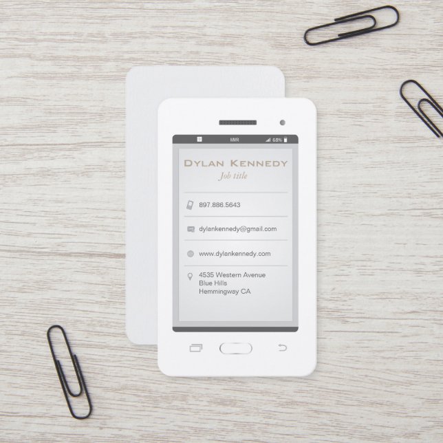 Carte De Visite Téléphone portable (Devant/Arrière en situation)