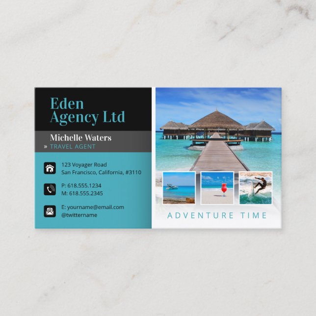 Carte De Visite Temps d'aventure | Tourisme | Agent de voyage (Devant)