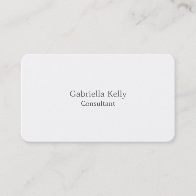 Carte De Visite Tendance Blanc Créatif Plaine Unique Design (Devant)