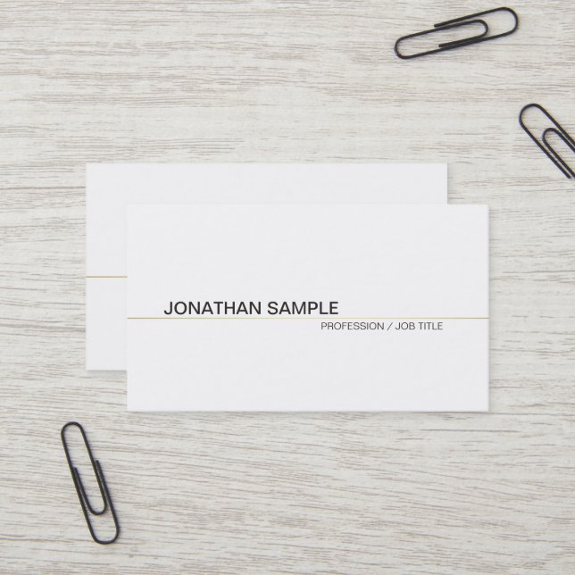 Carte De Visite Tendance Chic Plain Moderne Professionnel Simple B (Devant/Arrière en situation)