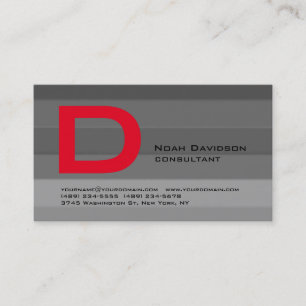 Carte De Visite Tendance élégant gris rouge Monogramme professionn