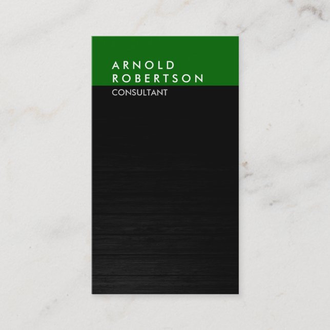 Carte de visite tendance en bois gris foncé vertic (Devant)