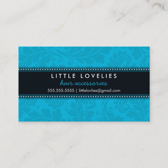 CARTE DE VISITE tendance fleurie aqua bleu noir (Devant)