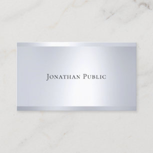 Carte De Visite Tendance Glamour Argent Look élégant moderne Plain