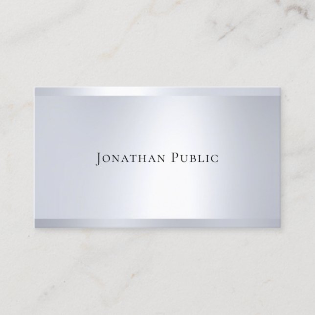 Carte De Visite Tendance Glamour Argent Look élégant moderne Plain (Devant)