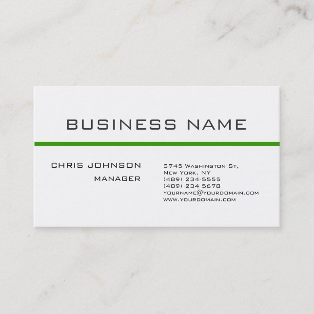 Carte de visite tendance gris vert blanc clair (Devant)