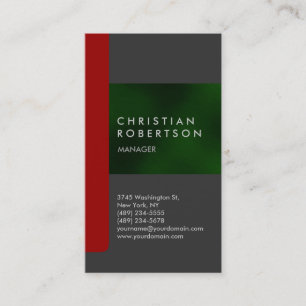 Carte de visite tendance gris vert rouge vertical