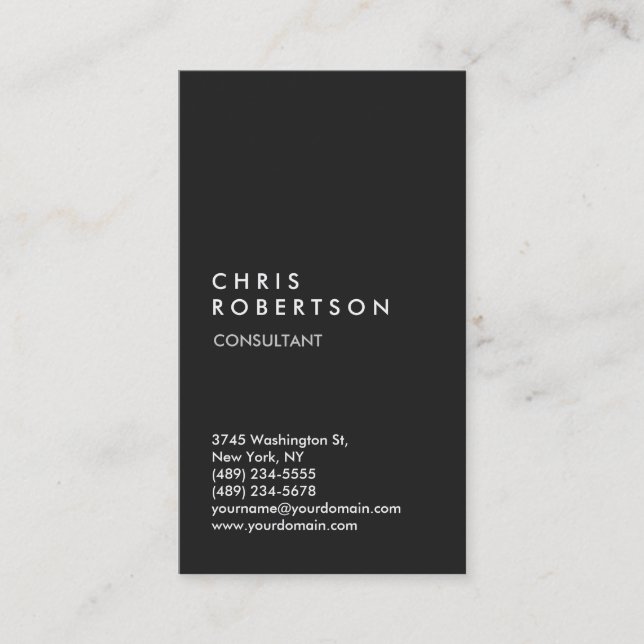 Carte de visite tendance gris vertical (Devant)