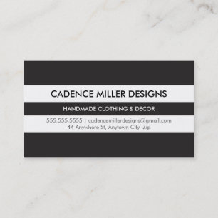Carte De Visite TENDANCE LARGE STRIPE moderne minimaliste noir gra