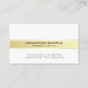 Carte De Visite Tendance moderne blanc et or matte professionnel