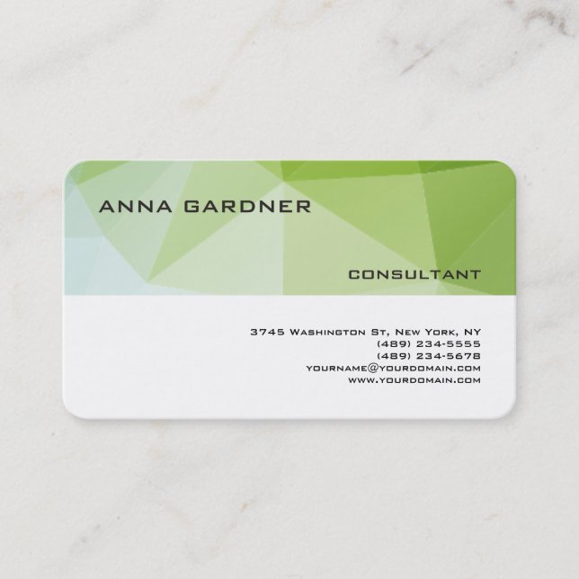 Carte De Visite Tendance moderne Blanc Vert Bande Créative (Devant)