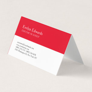 Carte De Visite Tendance Moderne Rouge Blanc Minimaliste Simple
