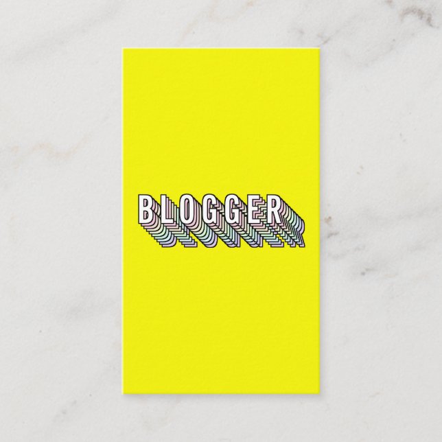 Carte De Visite Tendance néon jaune 3d typographie blogueur minima (Devant)